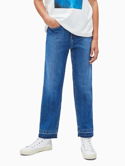 Calvin Klein Ruhák HU396049 | Calvin Klein High Rise Straight Cropped Lány Farmernadrág Világos Kék